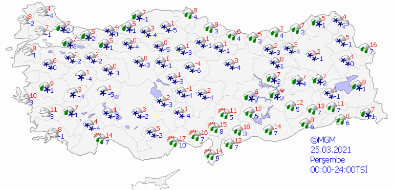 Meteorolojiden kar ve fırtına uyarısı 25 Mart 2021 İstanbul, İzmir, Ankara hava durumu: Kar yağışı devam edecek mi