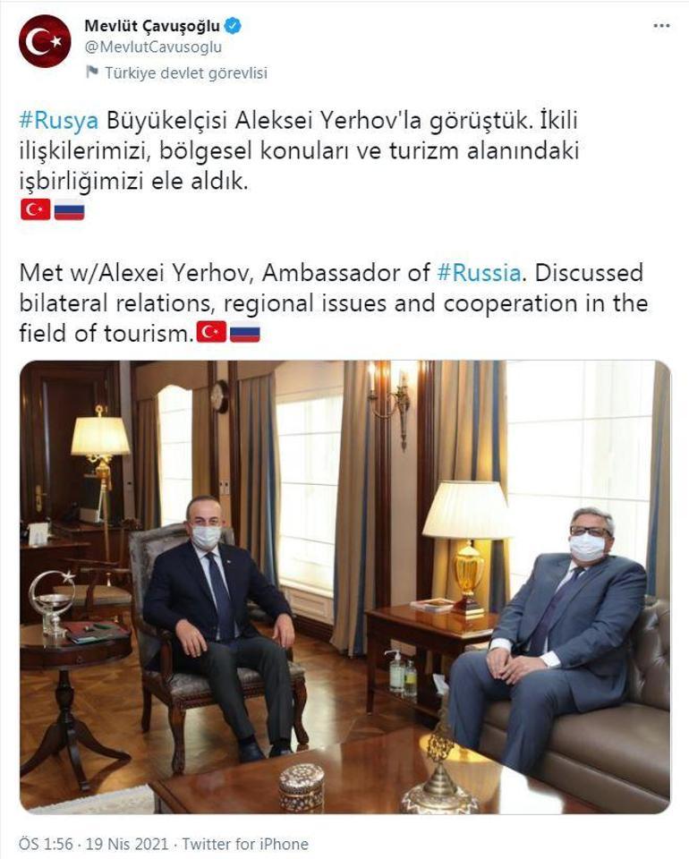 Son dakika... Bakan Çavuşoğlu, Rusyanın Ankara Büyükelçisi Yerhov ile görüştü