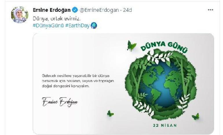Emine Erdoğandan Dünya Günü mesajı