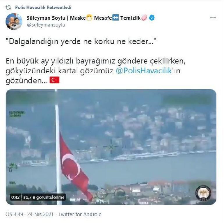 Bakan Soyludan en büyük Türk bayrağı paylaşımı