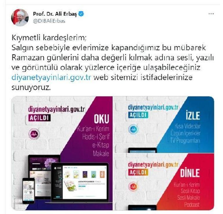 Ali Erbaş, Diyanetin yeni dijital platformunun açıldığını duyurdu