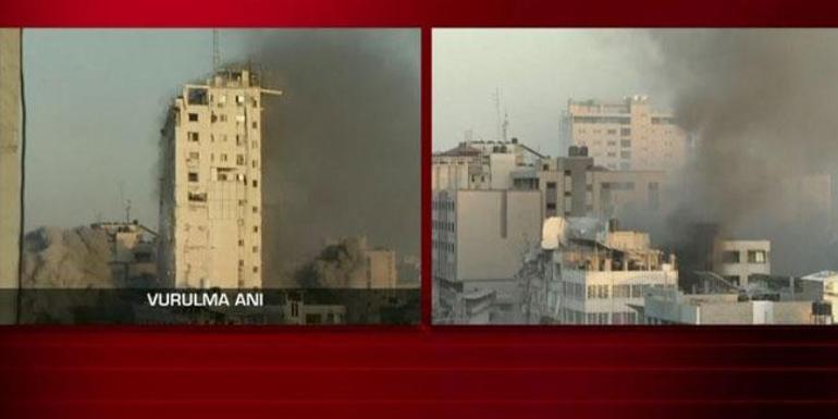 Son dakika: Gazzeye saldırılar sürüyor Canlı yayında yerle bir oldu
