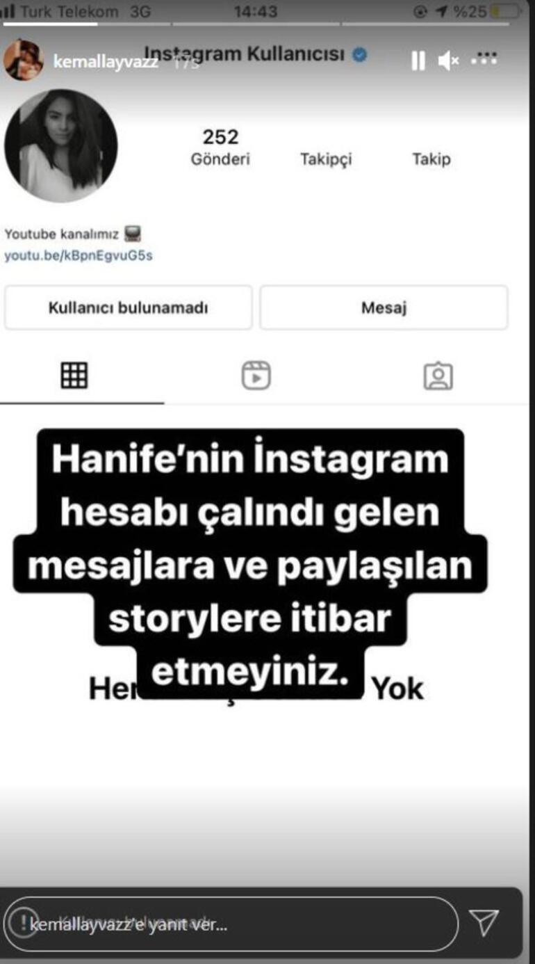 Hanife Gürdalın  Instagram hesabı hacklendi