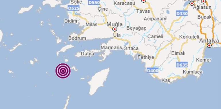 Son dakika... Muğla açıklarında 5.3 büyüklüğünde deprem