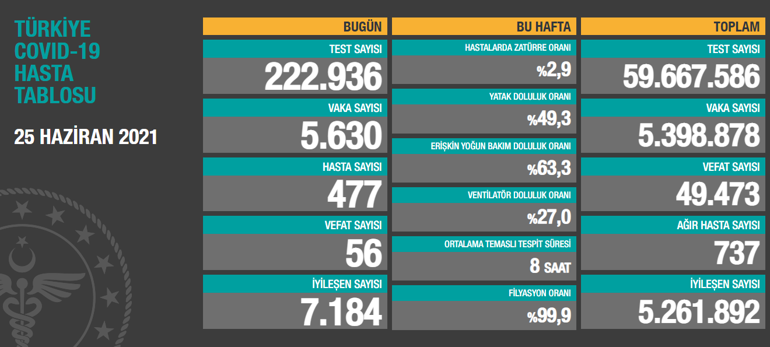 Son dakika... Vaka sayısı ve can kaybı kaç oldu 25 Haziran 2021 koronavirüs tablosu