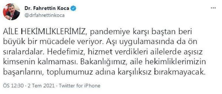 Bakan Koca: Aile hekimliklerimizin başarılarını karşılıksız bırakmayacağız