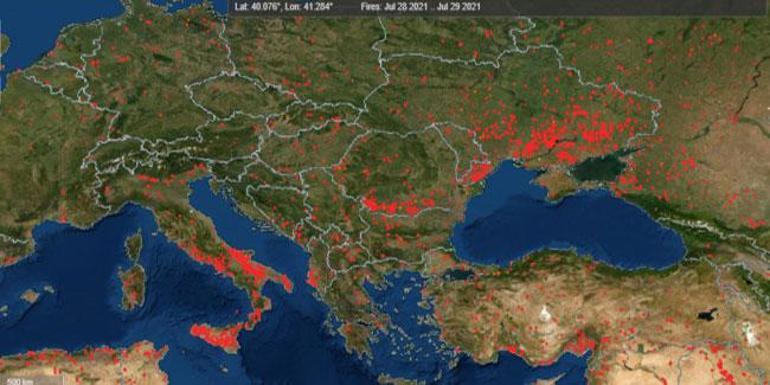 Türkiyedeki orman yangınlarını NASA böyle görüntüledi