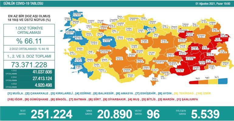 SON DAKİKA HABERİ: 1 Ağustos koronavirüs tablosu açıklandı İşte Türkiyede son durum