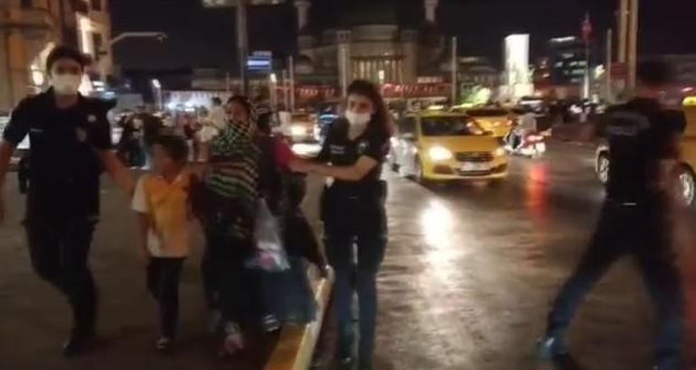Taksim Meydanında çocukları dilendiren şüpheliler yakalandı