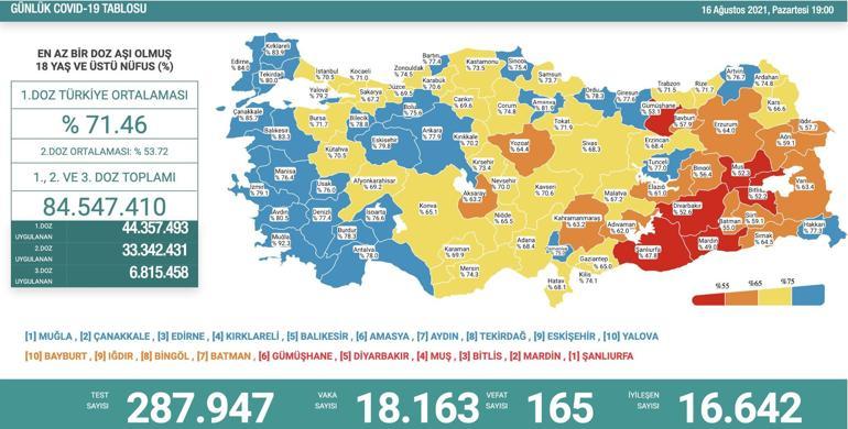 SON DAKİKA HABERİ: 16 Ağustos koronavirüs tablosu açıklandı İşte Türkiyede son durum
