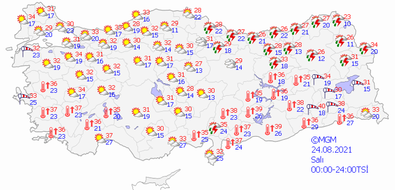 Meteorolojiden kuvvetli rüzgar ve toz taşınımı uyarısı 24 Ağustos Salı hava durumu