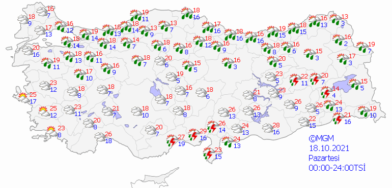 Kuvvetli sağanak yağış uyarısı İstanbul, İzmir, Ankara hava durumu 18 Ekim 2021