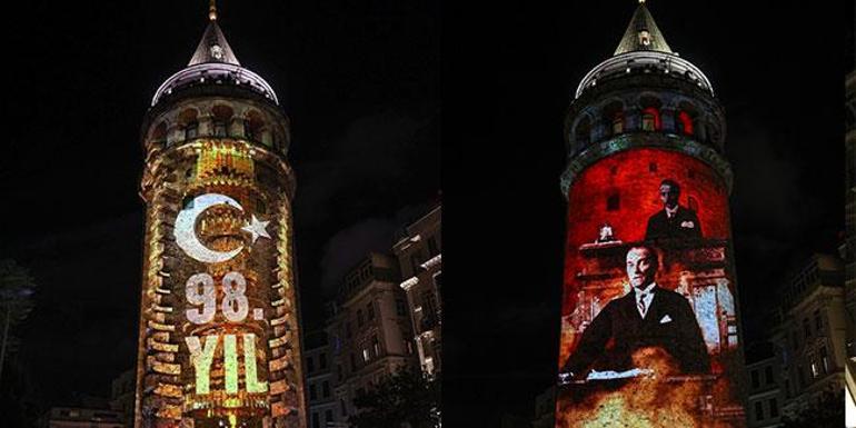 Galata Kulesinde Cumhuriyet Bayramına özel görsel şölen