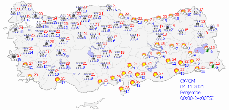 Meteorolojiden yoğun sis ve pus uyarısı 4 Kasım hava durumu tahminleri