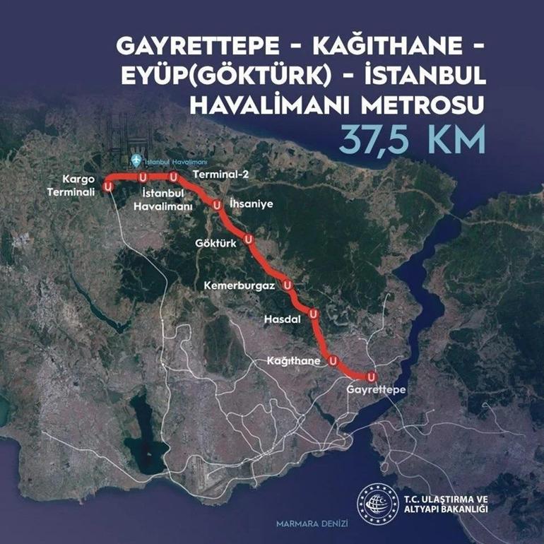 Gayrettepe- İstanbul Havalimanı metro hattı durakları
