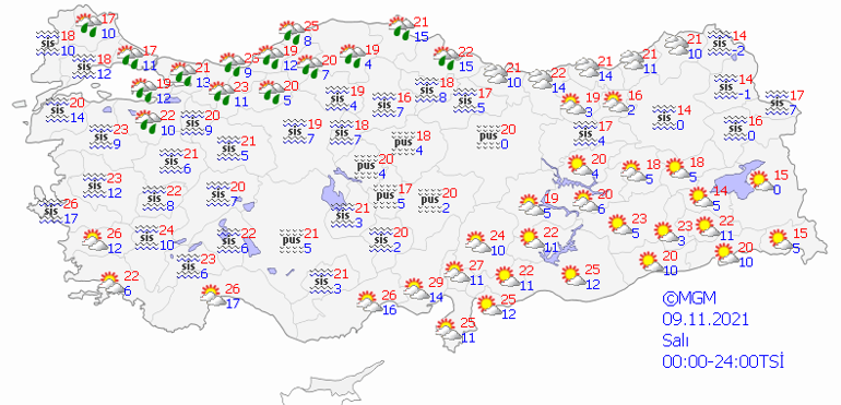 Meteorolojiden sis ve pusun ardından fırtına uyarısı 9 Kasım 2021 il il hava durumu