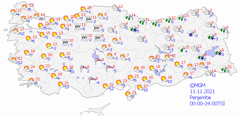 Bugün hava nasıl olacak İşte 11 Kasım 2021 Perşembe hava durumu