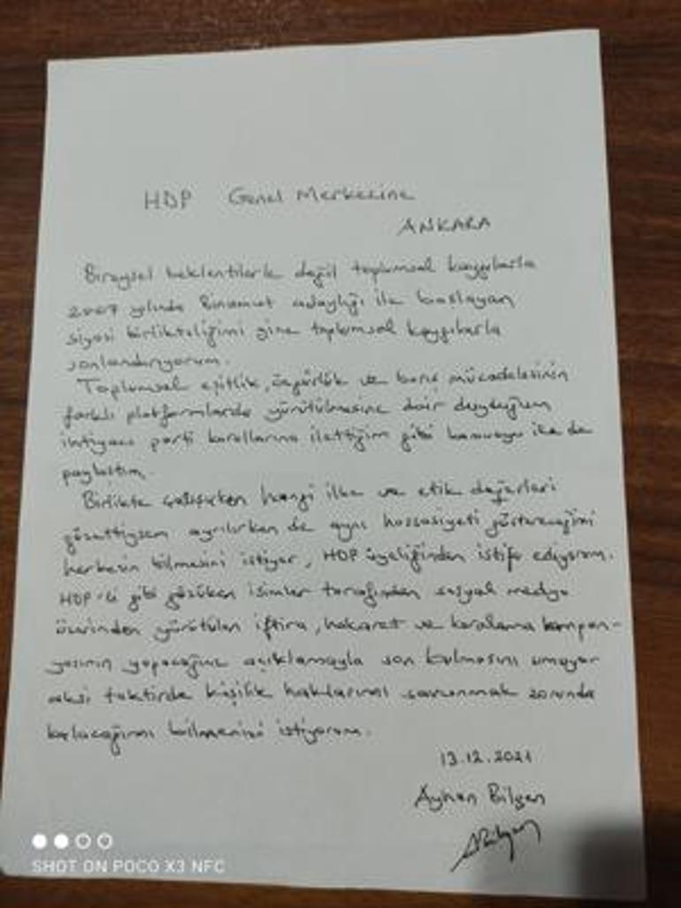 Son dakika haberi: Ayhan Bilgen HDPden istifa etti