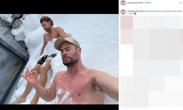 Chris Hemsworth kar banyosu fotoğrafını takipçilerinin beğenisine sundu