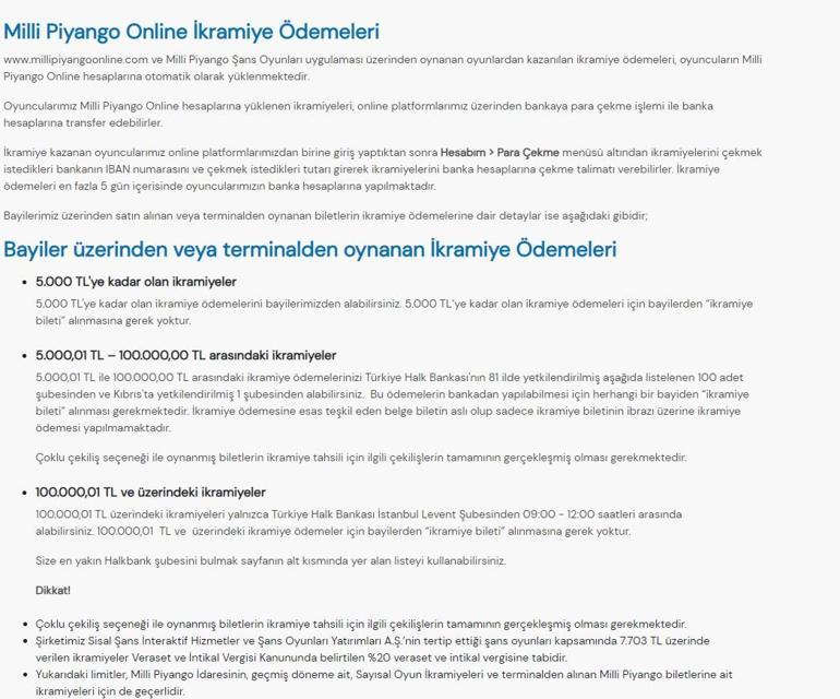 Haberler... millipiyangoonline.com sonuç öğrenme, bilet sorgulama Milli Piyango Online ikramiye nasıl alınır