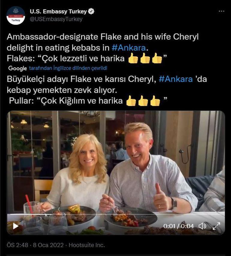 ABDnin yeni büyükelçisi Flake, eşiyle kebap yedi