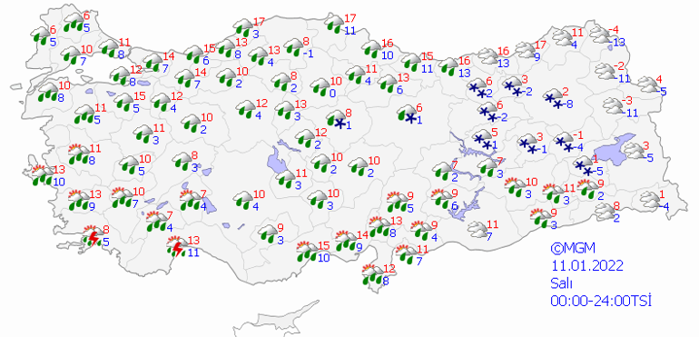 O illere sağanak ve kar uyarısı 11 Ocak hava durumu tahminleri