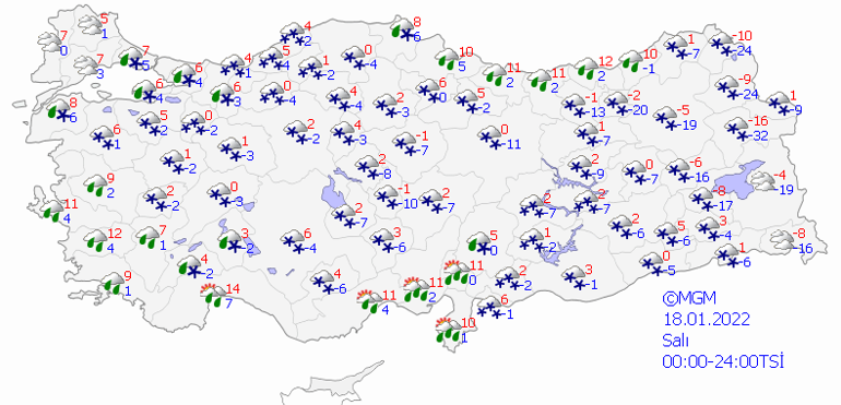 İstanbula kar geliyor Meteoroloji ve AKOM uyardı.. 18 Ocak 2022 il il hava durumu