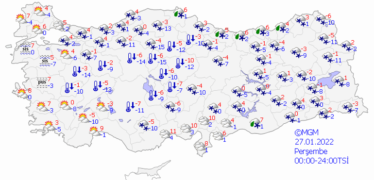 İstanbul kar yağışı kaç gün sürecek 24 Ocak 2022 hava durumu