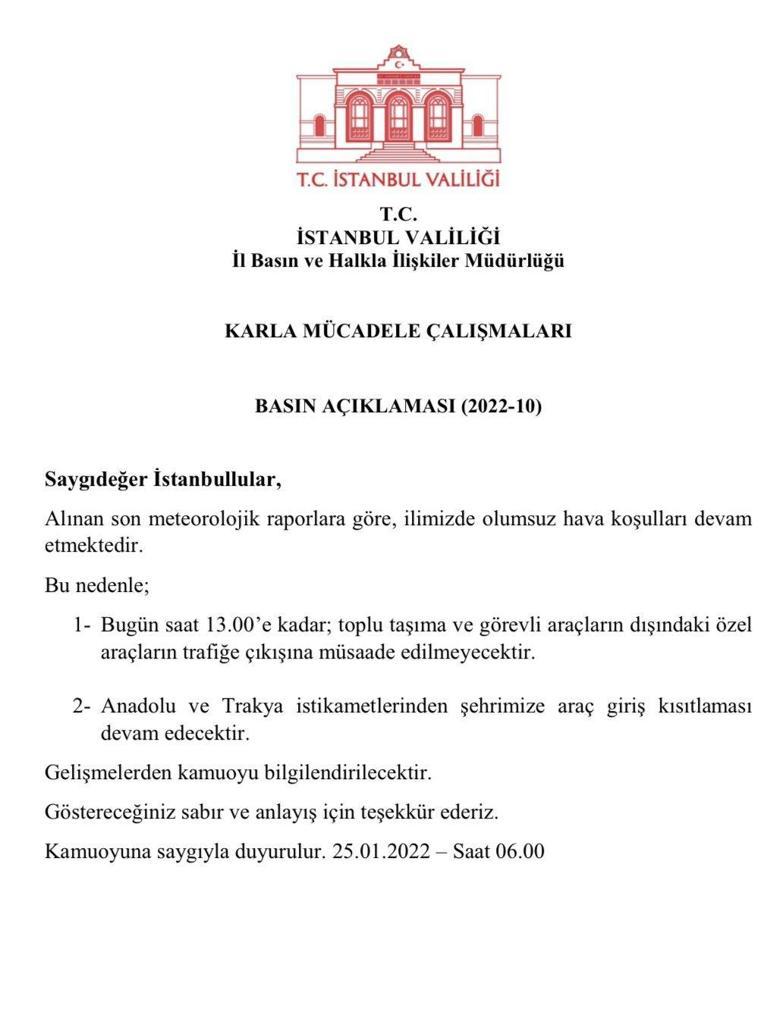 İstanbul’da özel araçla trafiğe çıkmak yasak mı, kaça kadar İstanbul Valiliğinden özel araç açıklaması