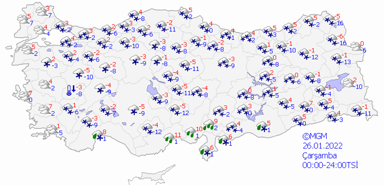 İstanbulda bugün kar yağışı var mı 26 Ocak 2022 hava durumu tahminleri