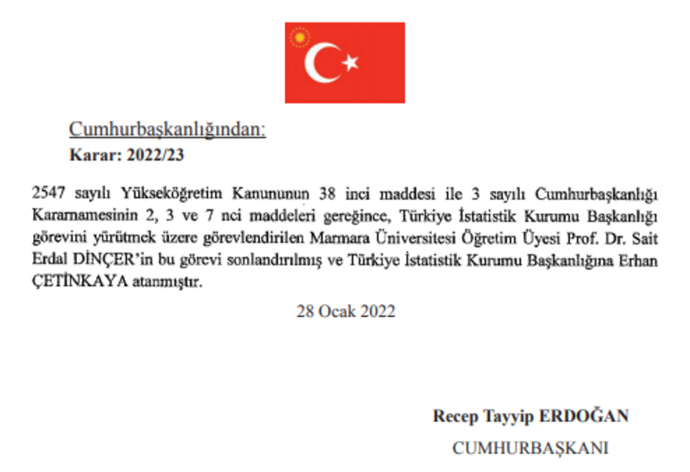 Son dakika haberi: TÜİK Başkanlığına Erhan Çetinkaya atandı