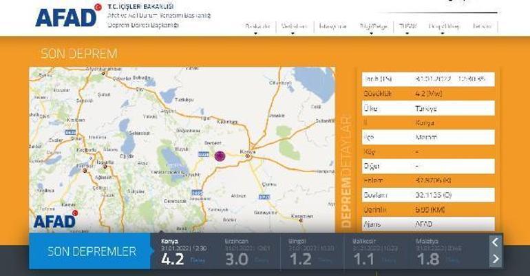 SON DAKİKA: Konyada 4,2 büyüklüğünde deprem