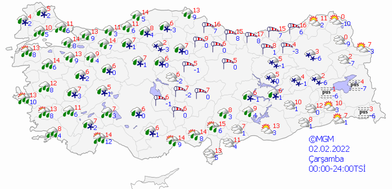 Meteoroloji den 52 kente kritik uyarı 2 Şubat 2022 hava durumu