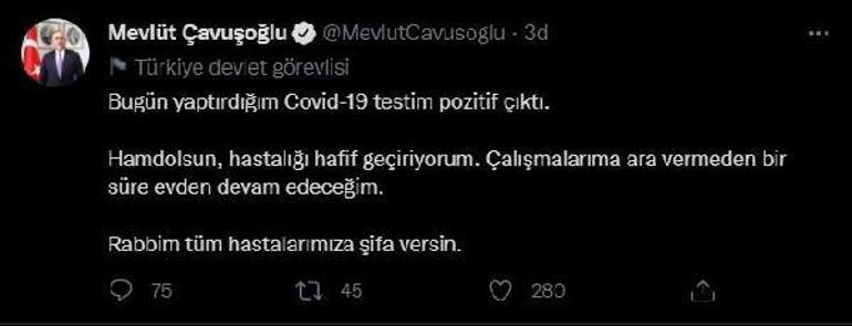 Bakan Çavuşoğlu: Covid-19 testim pozitif çıktı