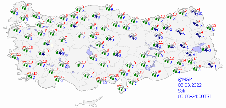 Meteorolojiden ve İstanbul Valisinden kar uyarısı 8 Mart 2022 hava durumu tahminleri