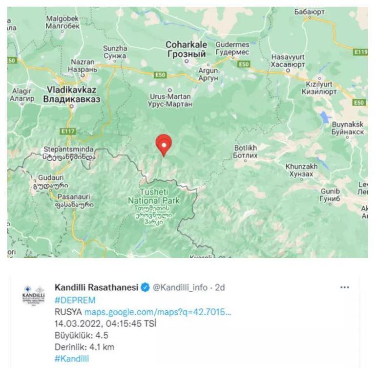 Rusyada 4,5 büyüklüğünde deprem