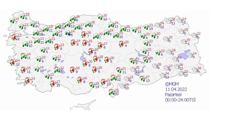 İstanbulda kuvvetli sağanak 11 Nisan 2022 hava durumu tahminleri
