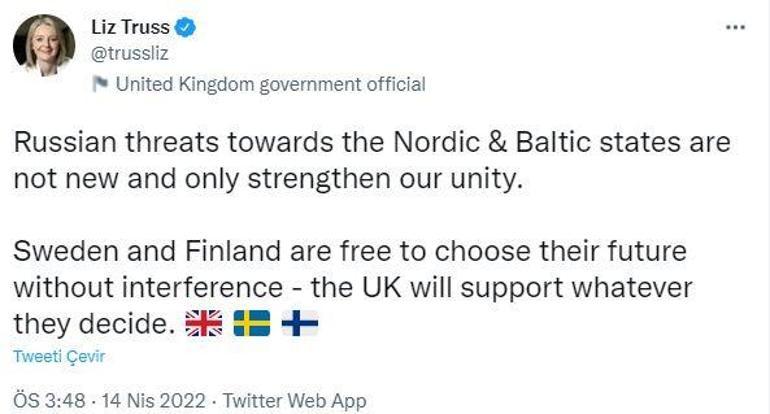 Rusyanın tehdidine İngiltereden tepki Trusstan  İsveç ve Finlandiya açıklaması