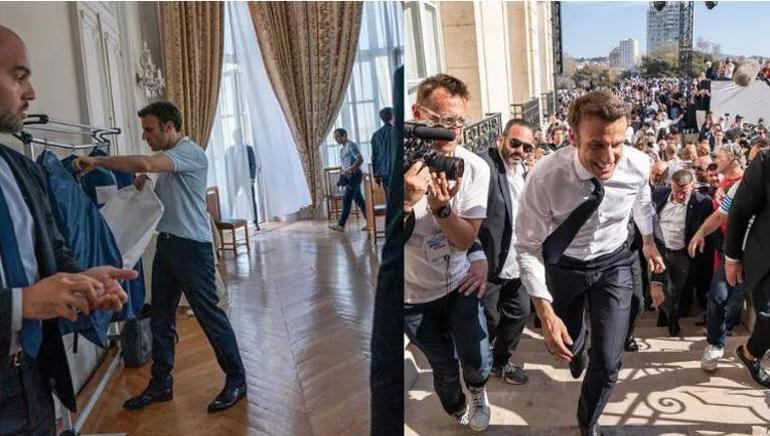 Sosyal medya bu pozları konuşuyor... Macron kimi taklit ediyor