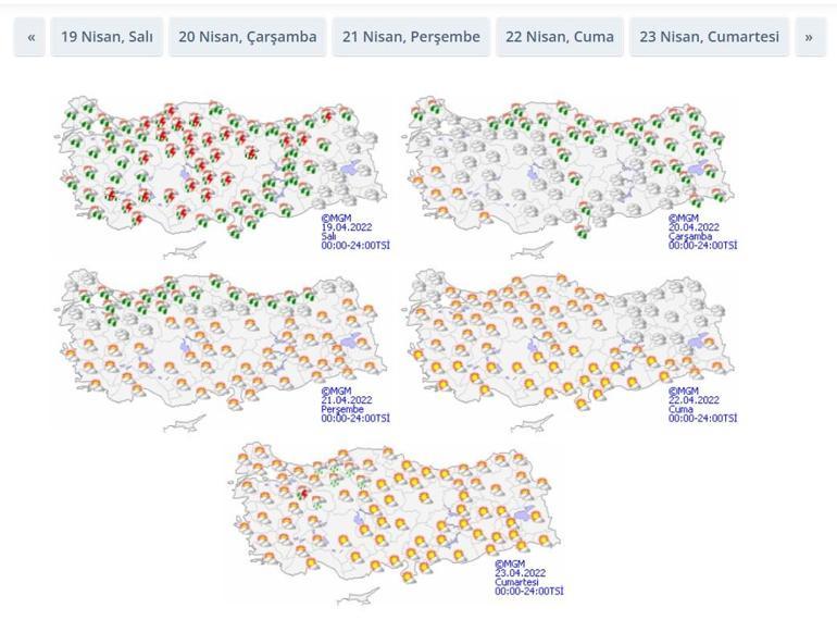 O illere kuvvetli sağanak uyarısı 19 Nisan 2022 hava durumu tahminleri