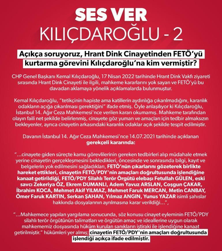 Soyludan Kılıçdaroğluna Hrant Dink yanıtı: FETÖyü kurtarma görevini kim verdi