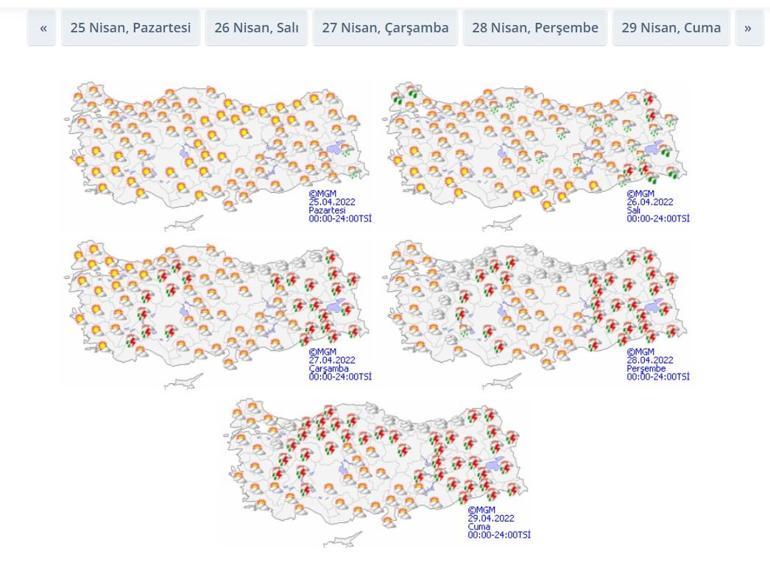 Bugün ve yarın hava nasıl olacak O illere sağanak ve toz taşınımı uyarısı 25 Nisan hava durumu tahminleri