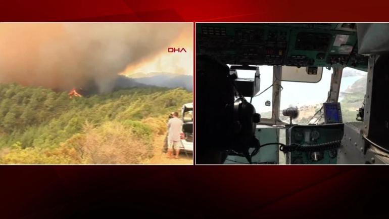 CNN TÜRK yangın helikopterinde Marmariste alevlere anbean müdahale