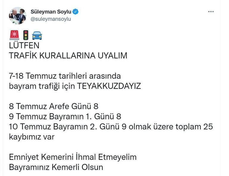 Son dakika... Bayramdaki trafik kazaları Bakan Soylu: 25 can kaybımız var