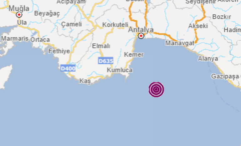 Son dakika... Antalya açıklarında 4.2 büyüklüğünde deprem