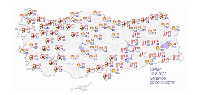 10 Ağustos 2022 hava durumu: Meteorolojiden 9 kent için sarı alarm