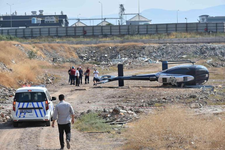 SON DAKİKA: İzmirde sivil helikopter kalkış yaptığı sırada yan yattı