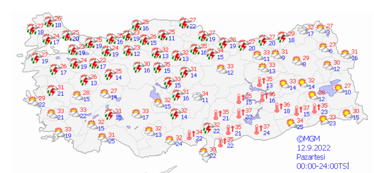 12 Eylül 2022 hava durumu: İstanbul dahil o illere kuvvetli yağış uyarısı