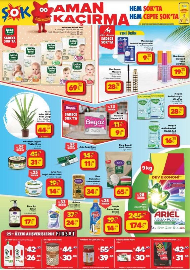 Şok market 14-20 Eylül aktüel ürünler kataloğu 7 sayfalık indirimli ürünler bugün raflarda