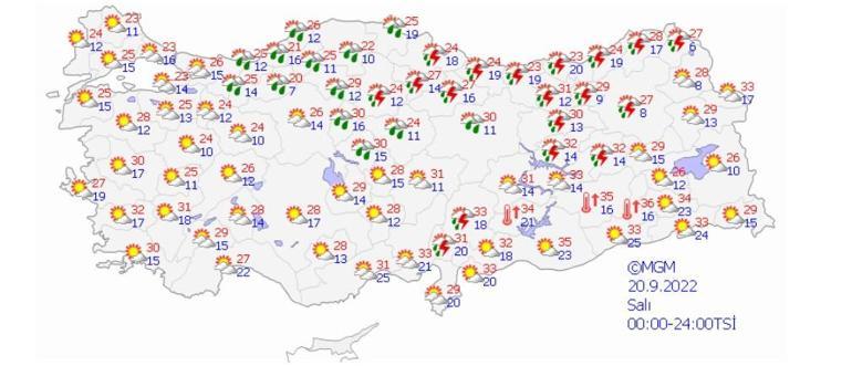 20 Eylül hava durumu: Meteorolojiden o illere sağanak uyarısı...